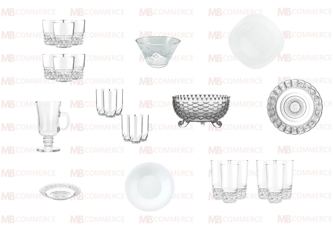 Lote de loucas de vidro